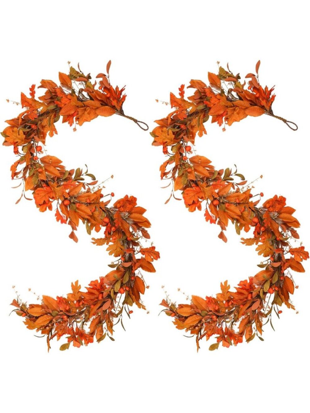 Autumn Leaves Garland for Mantle & Outdoor Decor - Pumpkin Fall Decoration